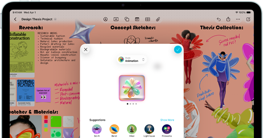 iPad Air w układzie poziomym, przód obudowy, przycisk zwiększania głośności, przycisk zmniejszania głośności, przycisk zasilania, na ekranie wyświetlany kolorowy interfejs aplikacji z różnymi ikonami