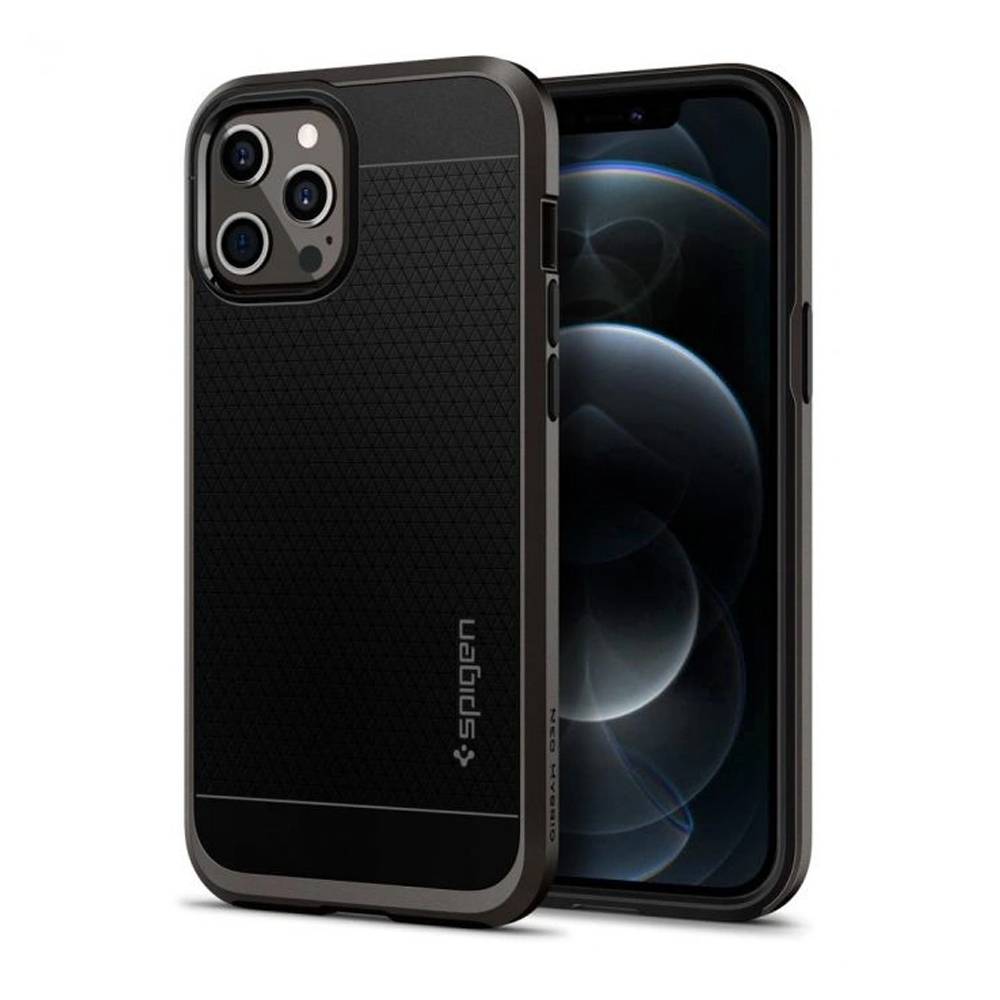 Spigen Neo Hybrid for iPhone 12 Pro Max gun metal without preferential origin. Country of Origin: KR