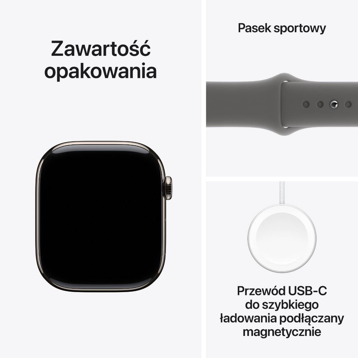 Apple Watch Series 10 GPS + Cellular 46mm Natural Titanium Case with Stone Grey Sport Band - M/L
