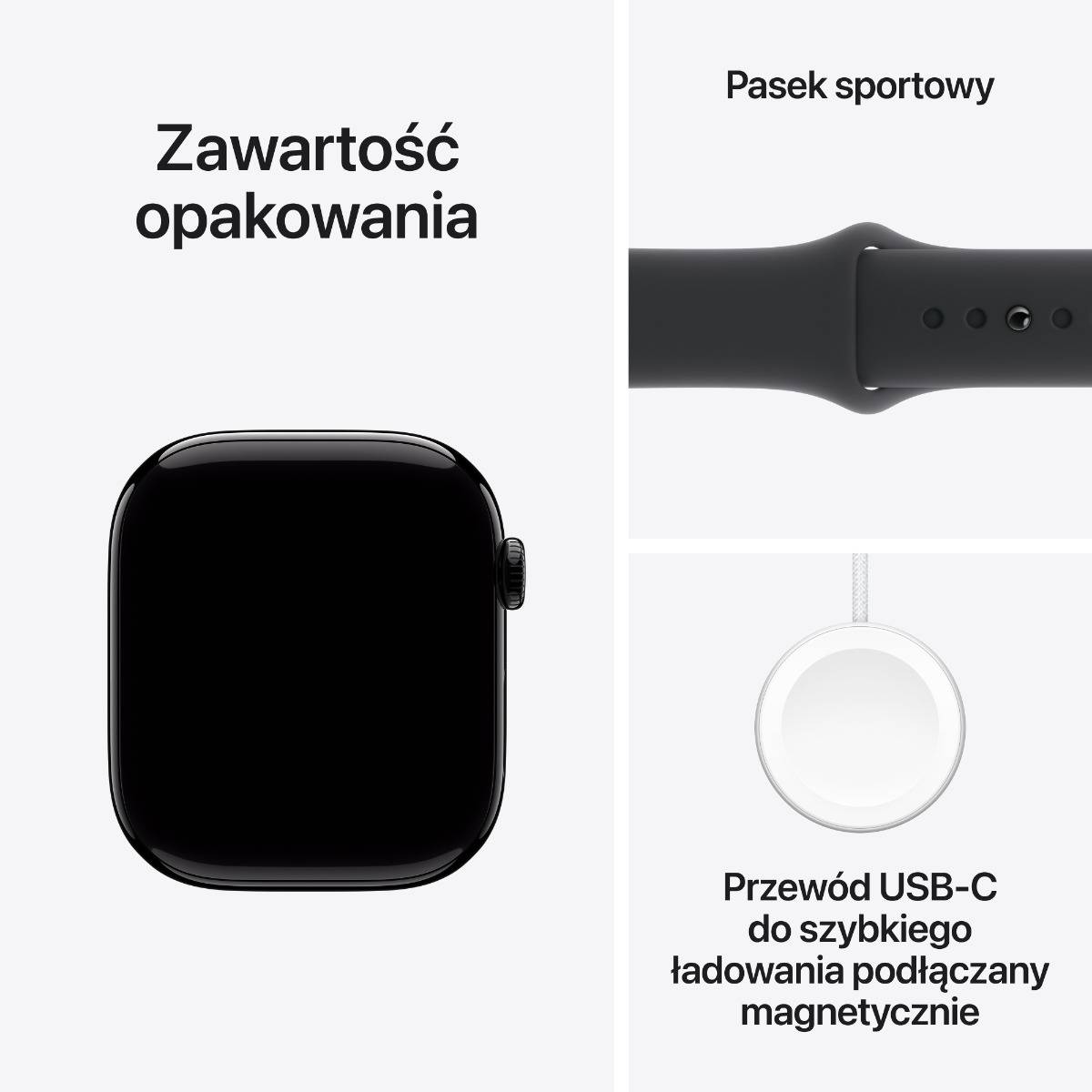 Apple Watch Series 10 GPS 46mm Jet Black Aluminium Case with Black Sport Band - S/M