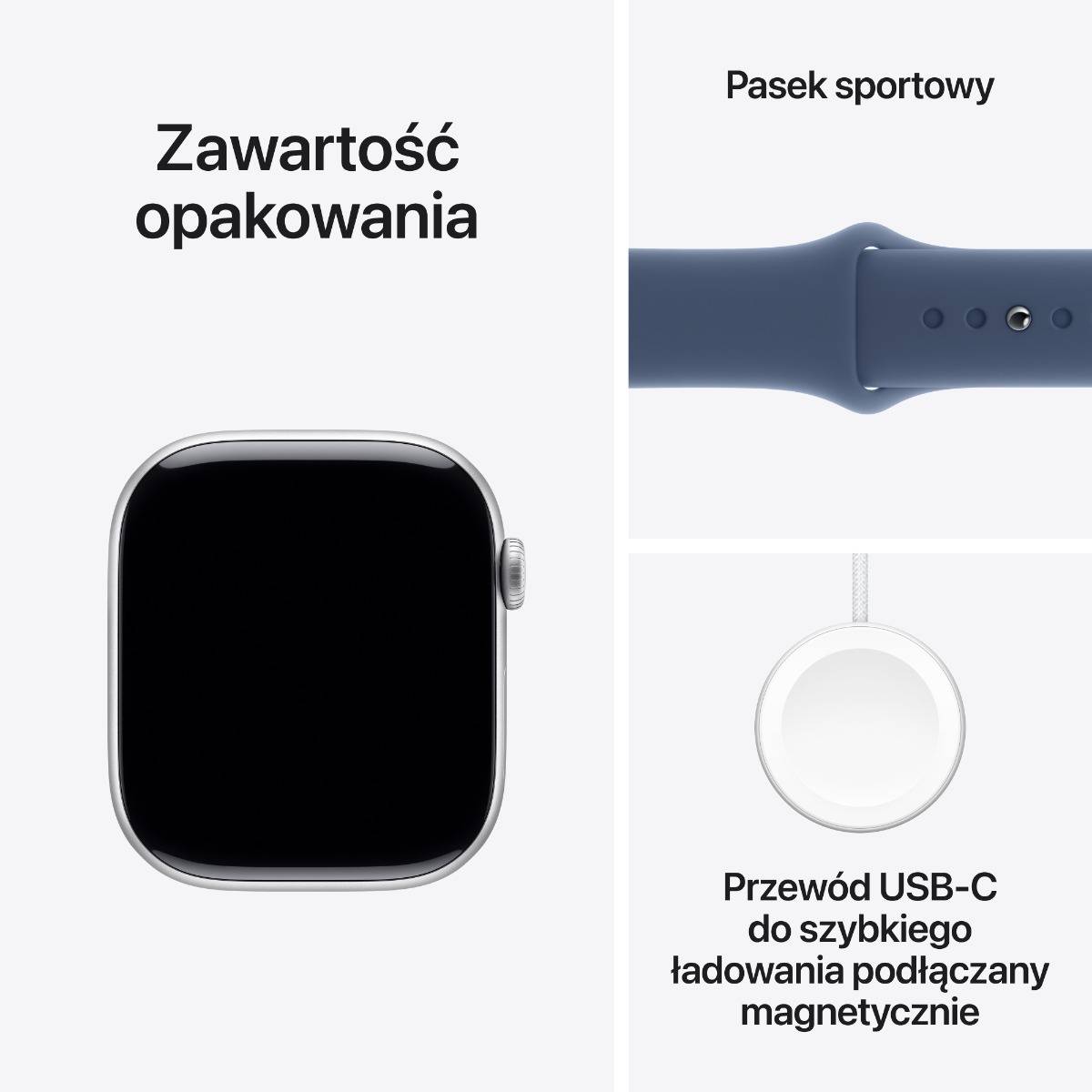 Apple Watch Series 10 GPS 46mm Silver Aluminium Case with Denim Sport Band - S/M