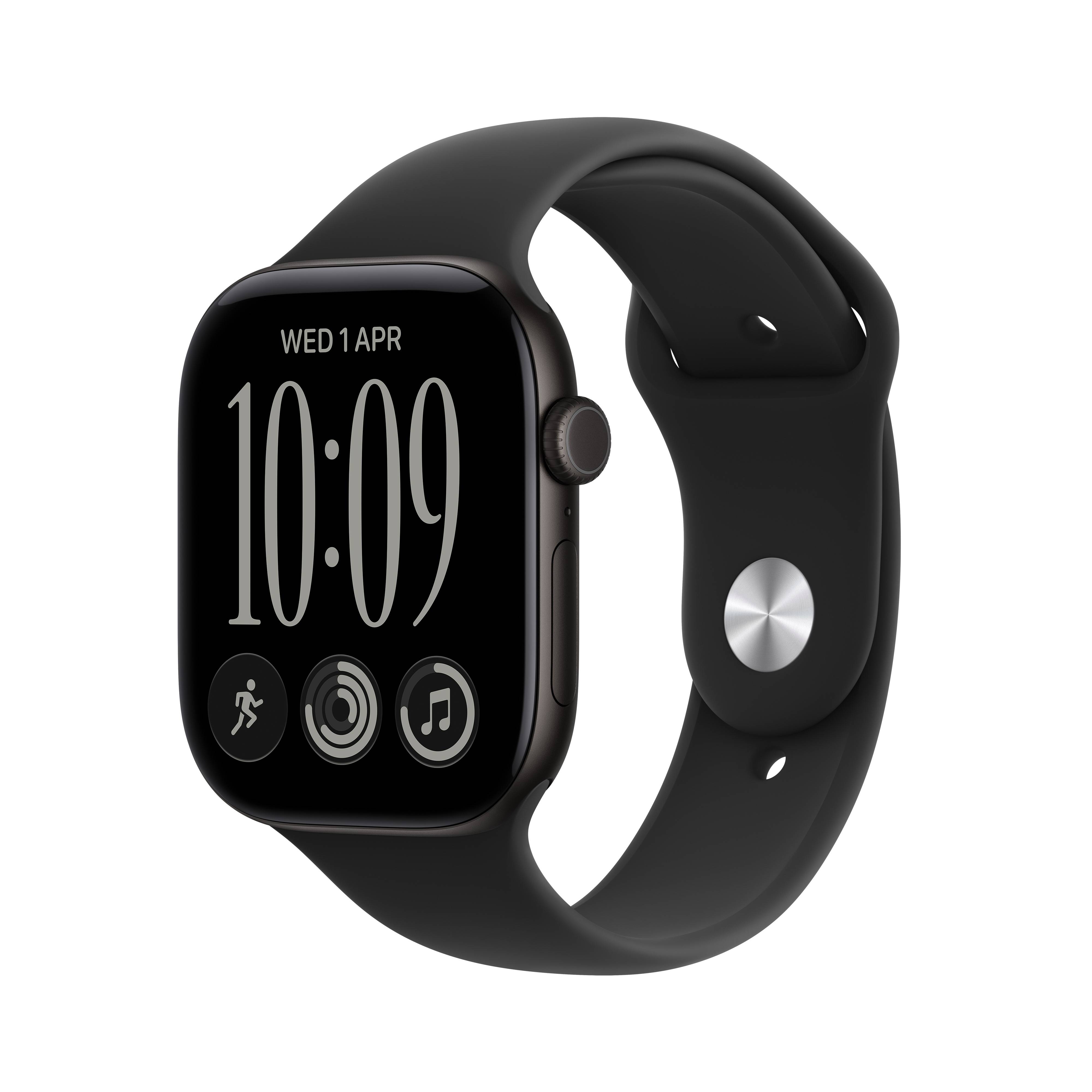 Apple Watch Series 12 GPS + Cellular 42mm Black Aluminium Case with Black Sport Band - S/M