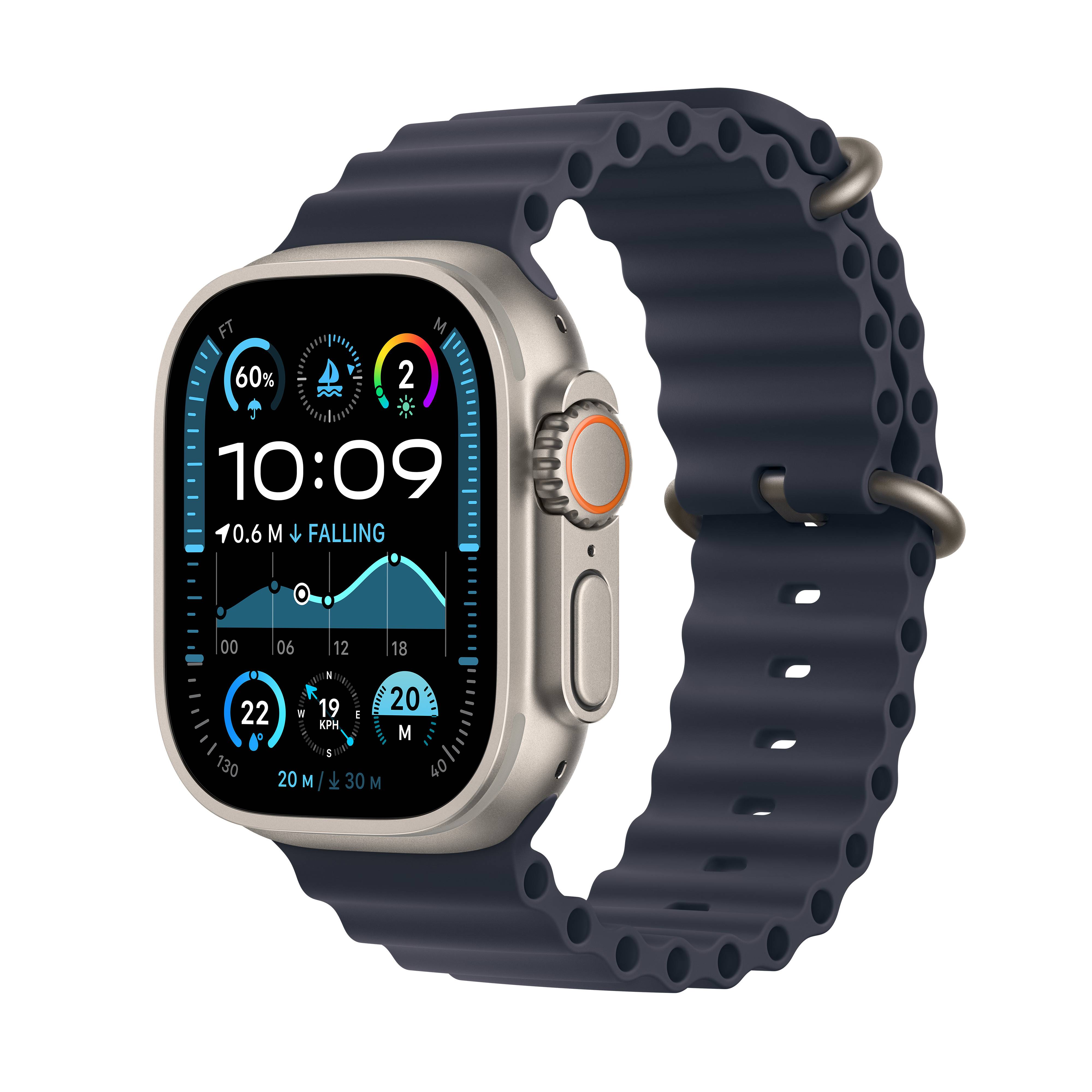 Apple Watch Ultra 2 GPS Cellular 49mm Natural Titanium Case with Navy Ocean Band