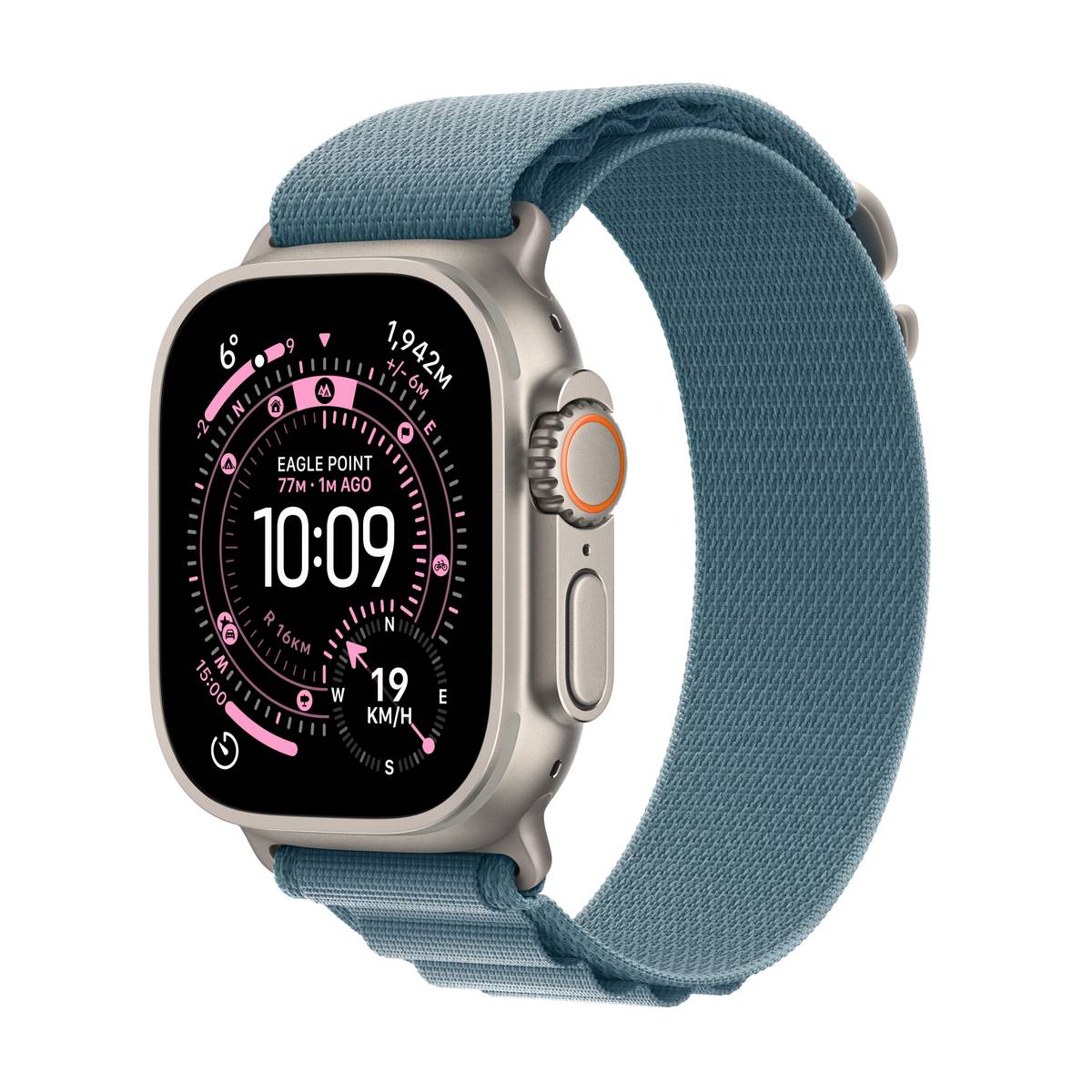 Apple Watch Ultra 3 GPS + Cellular 49mm Natural Titanium Case with Light Blue Alpine Loop - Medium