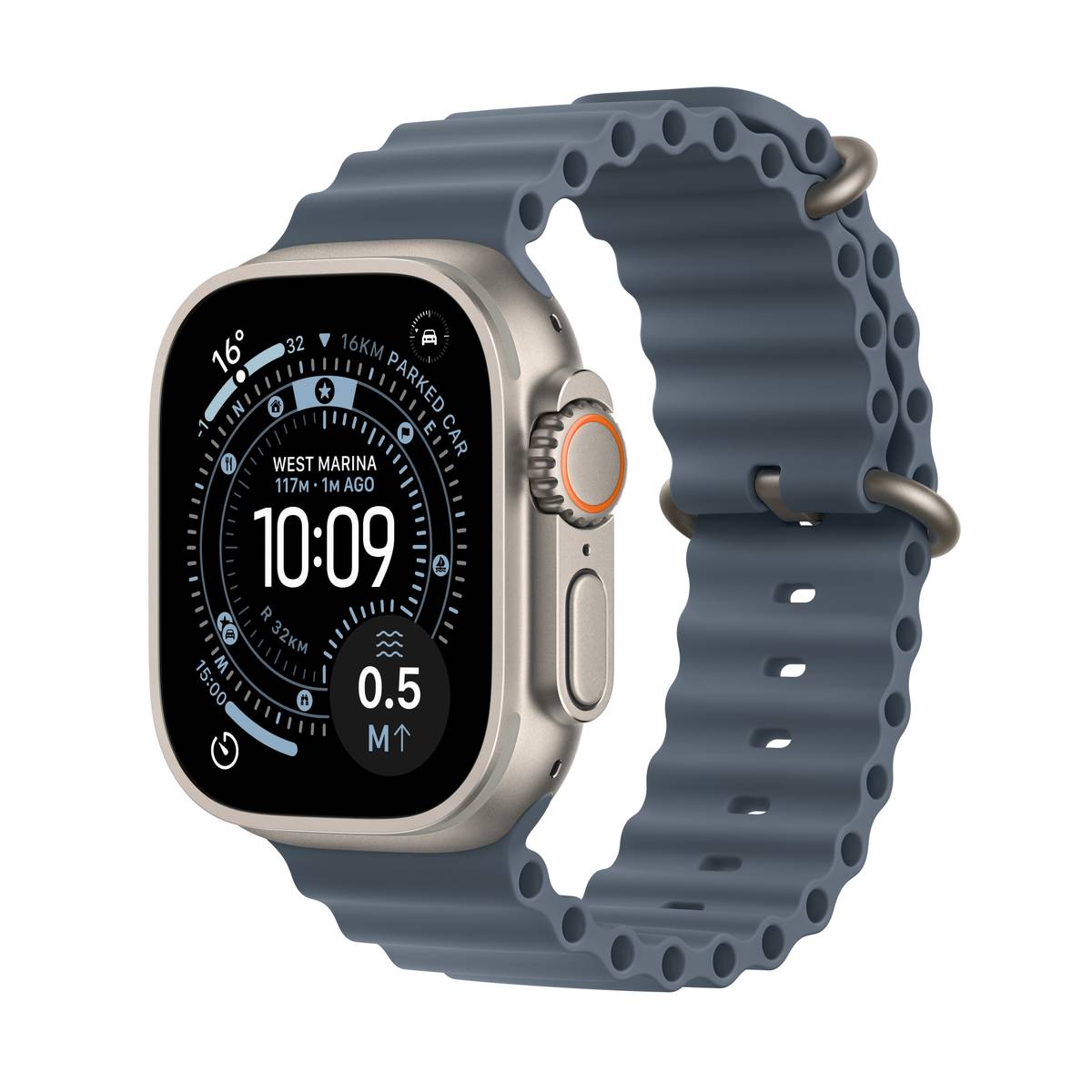Apple Watch Ultra 3 GPS + Cellular 49mm Natural Titanium Case with Anchor Blue Ocean Band