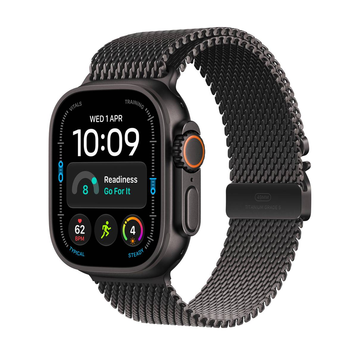 Apple Watch Ultra 4 GPS + Cellular 49mm Black Titanium Case with Black Titanium Milanese Loop - M