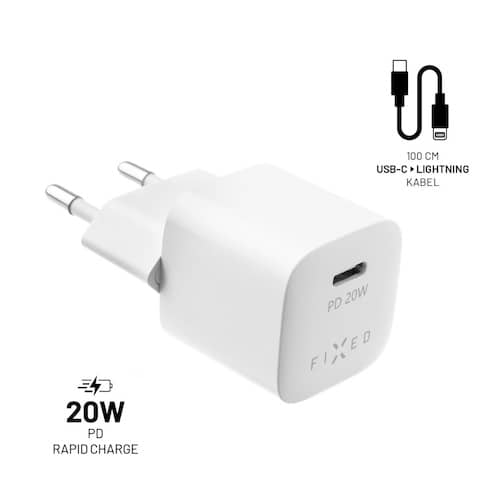 Ładowarka sieciowa Fixed Mini PD Travel Charger USB-C MFi + kabel Lightning, 20W