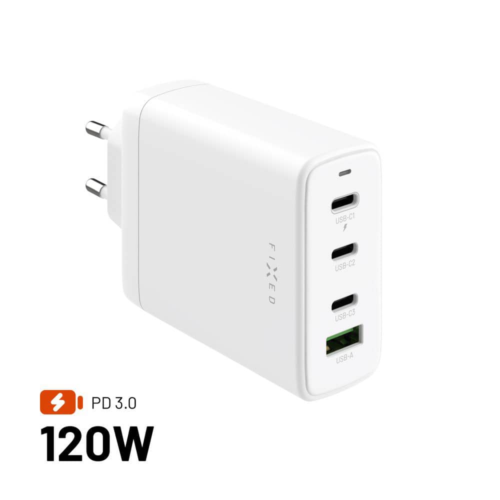 FIXED Ładowarka sieciowa GAN,120W, 3xUSB-C, 1XUSB-A
