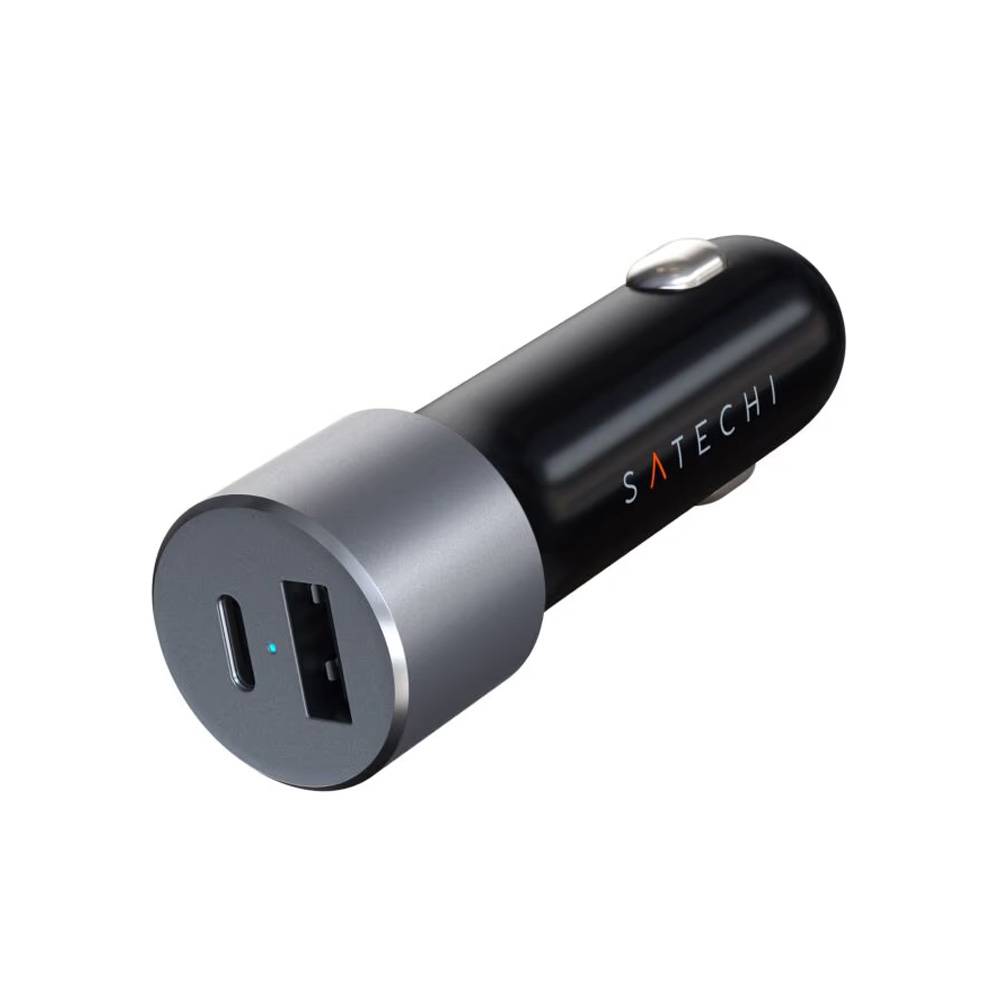 Satechi 72W - ładowarka samochodowa 72W - USB-C 60W PD, USB-A (space gray)