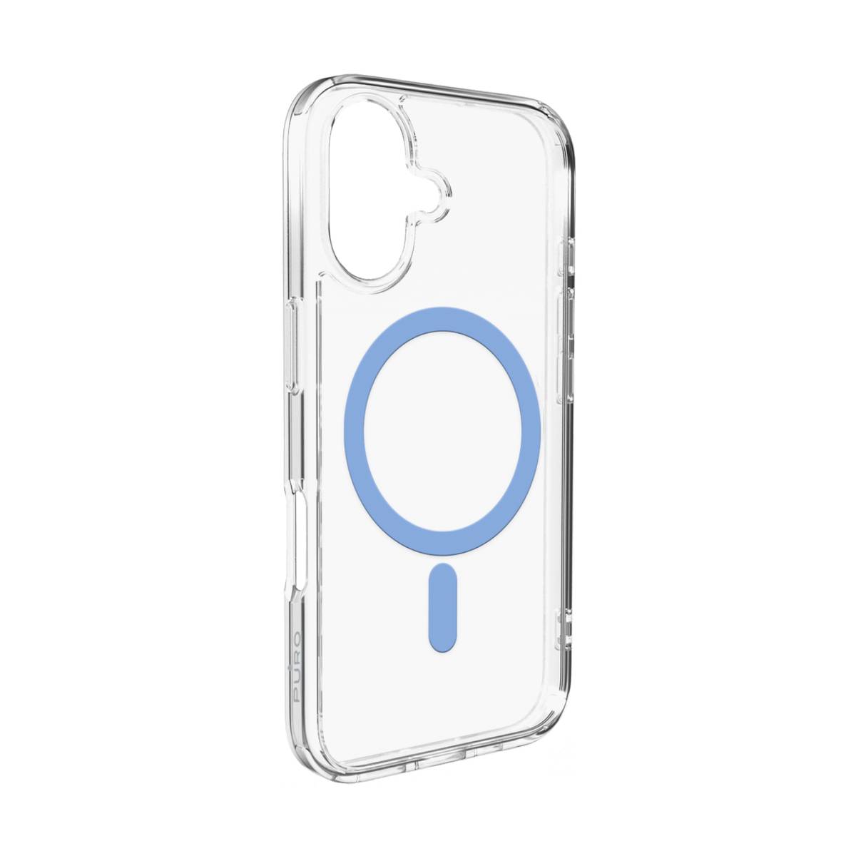 Etui Puro Lite Mag kompatybilne z MagSafe do iPhone 17 - przezroczyste z niebieskim pierścieniem
