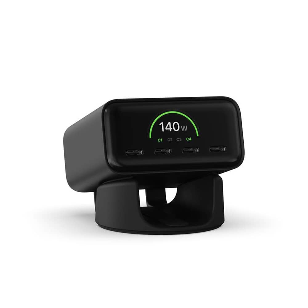 Satechi ChargeView GaN 140 W - ładowarka sieciowa 140W z wyświetlaczem, 4x USB-C (space black)