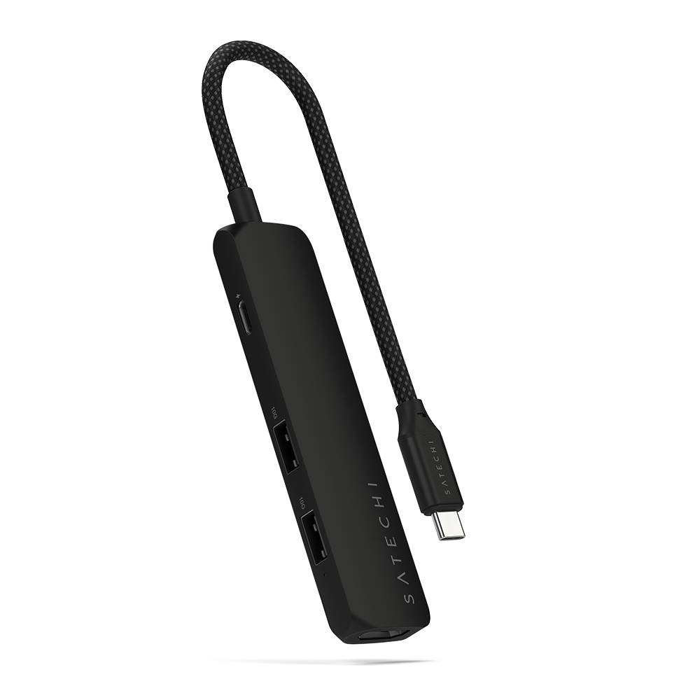 Satechi 4-in-1 USB-C Slim Multiport Adapter 4K - aluminiowy adapter do urządzeń mobilnych USB-C (USB-C, 4K HDMI, 2x USB-A) (black)